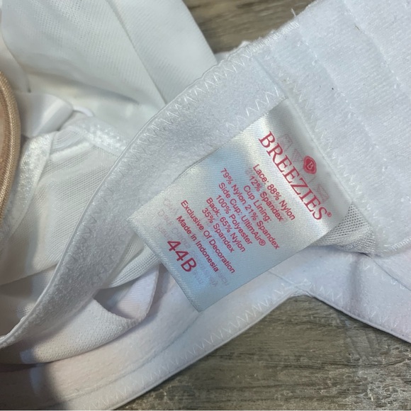 Breezies 2 Underwired Full Coverage Lace Bras White Nude - Picture 10 of 11